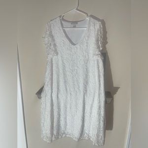 White Lace Dana Buchman Dress Size XL with Split Sleeves